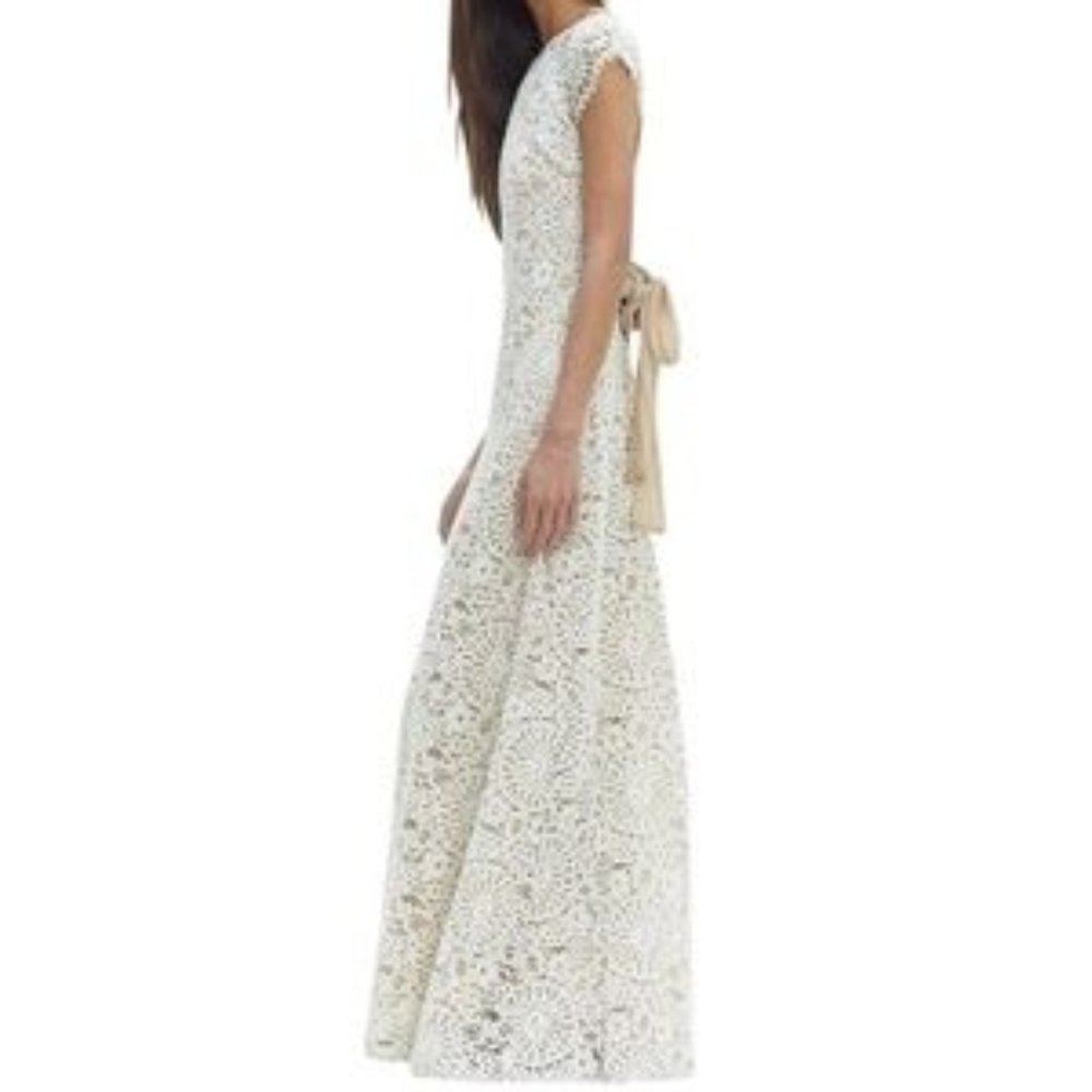 Alexis Maxi Cream Lace Maxi with back bow, XS